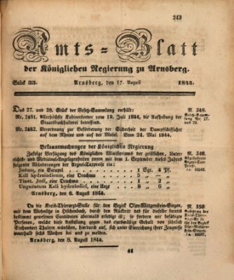 Amtsblatt für den Regierungsbezirk Arnsberg Samstag 17. August 1844