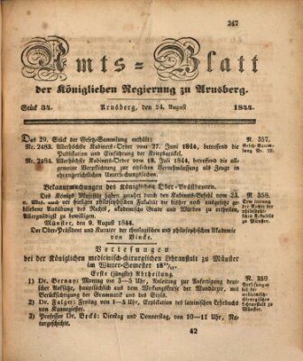 Amtsblatt für den Regierungsbezirk Arnsberg Samstag 24. August 1844