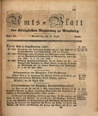 Amtsblatt für den Regierungsbezirk Arnsberg Samstag 31. August 1844