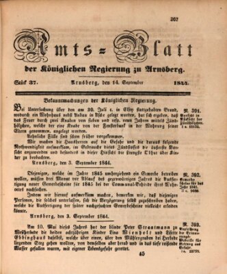 Amtsblatt für den Regierungsbezirk Arnsberg Samstag 14. September 1844