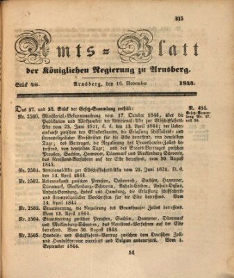 Amtsblatt für den Regierungsbezirk Arnsberg Samstag 16. November 1844