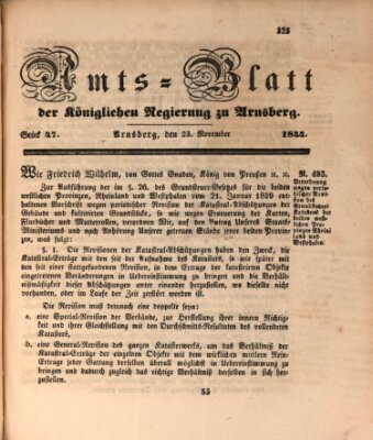 Amtsblatt für den Regierungsbezirk Arnsberg Samstag 23. November 1844
