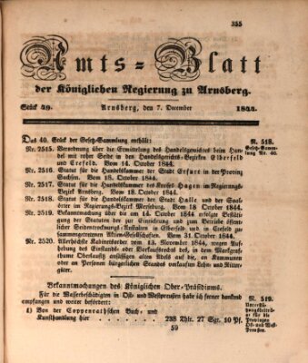 Amtsblatt für den Regierungsbezirk Arnsberg Samstag 7. Dezember 1844