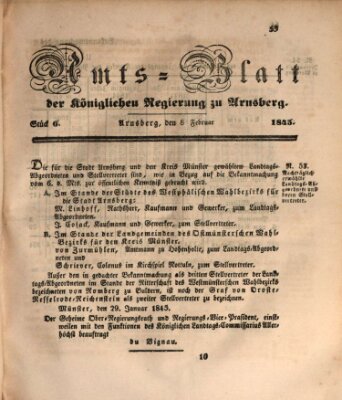 Amtsblatt für den Regierungsbezirk Arnsberg Samstag 8. Februar 1845