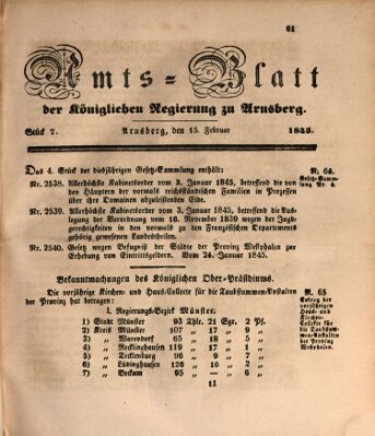 Amtsblatt für den Regierungsbezirk Arnsberg Samstag 15. Februar 1845