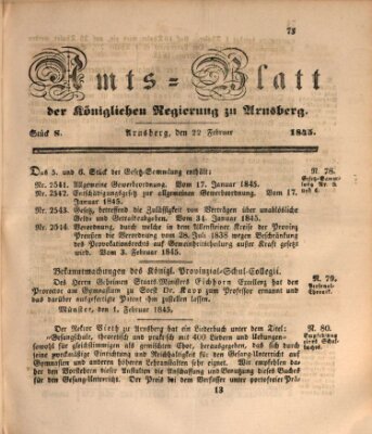 Amtsblatt für den Regierungsbezirk Arnsberg Samstag 22. Februar 1845