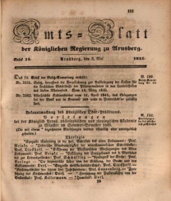 Amtsblatt für den Regierungsbezirk Arnsberg Samstag 3. Mai 1845