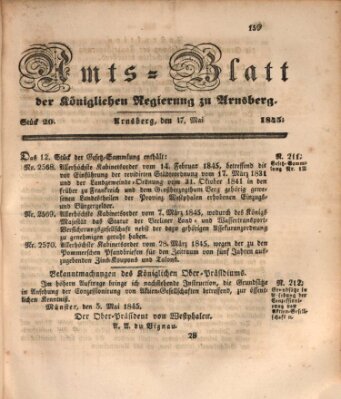 Amtsblatt für den Regierungsbezirk Arnsberg Samstag 17. Mai 1845