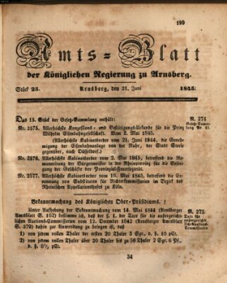 Amtsblatt für den Regierungsbezirk Arnsberg Samstag 21. Juni 1845