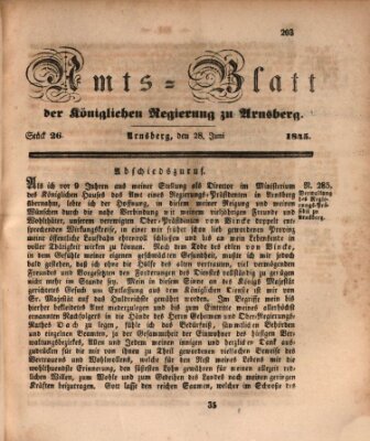 Amtsblatt für den Regierungsbezirk Arnsberg Samstag 28. Juni 1845