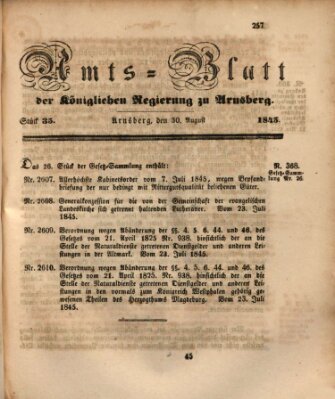 Amtsblatt für den Regierungsbezirk Arnsberg Samstag 30. August 1845