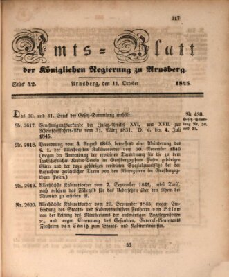 Amtsblatt für den Regierungsbezirk Arnsberg Samstag 11. Oktober 1845