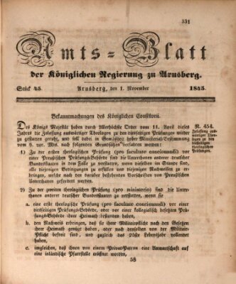 Amtsblatt für den Regierungsbezirk Arnsberg Samstag 1. November 1845