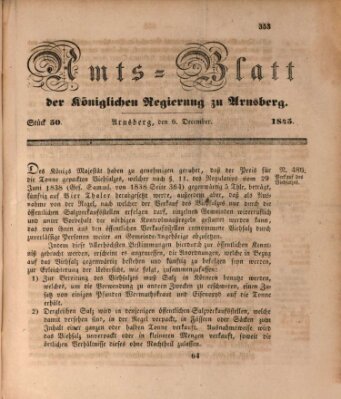 Amtsblatt für den Regierungsbezirk Arnsberg Samstag 6. Dezember 1845