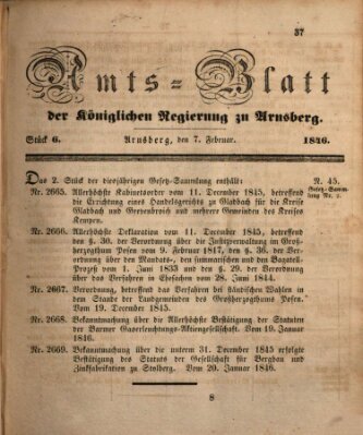 Amtsblatt für den Regierungsbezirk Arnsberg Samstag 7. Februar 1846