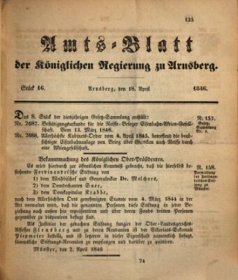 Amtsblatt für den Regierungsbezirk Arnsberg Samstag 18. April 1846