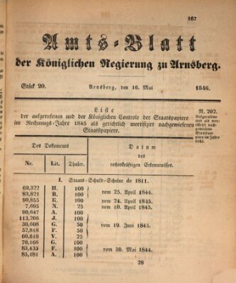 Amtsblatt für den Regierungsbezirk Arnsberg Samstag 16. Mai 1846