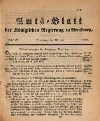 Amtsblatt für den Regierungsbezirk Arnsberg Samstag 18. Juli 1846