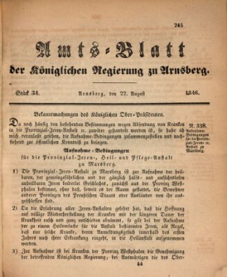 Amtsblatt für den Regierungsbezirk Arnsberg Samstag 22. August 1846