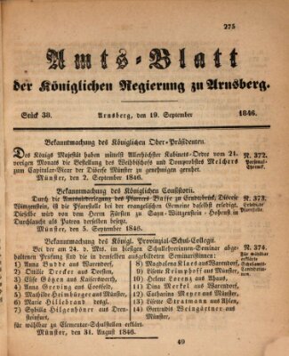 Amtsblatt für den Regierungsbezirk Arnsberg Samstag 19. September 1846