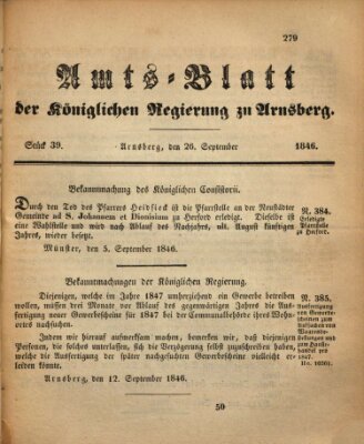 Amtsblatt für den Regierungsbezirk Arnsberg Samstag 26. September 1846