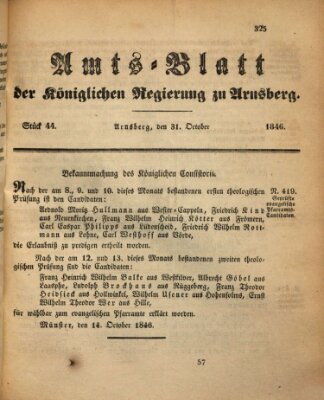 Amtsblatt für den Regierungsbezirk Arnsberg Samstag 31. Oktober 1846