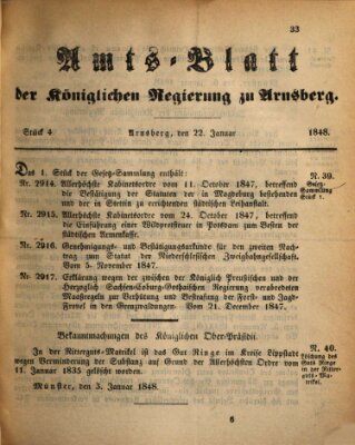 Amtsblatt für den Regierungsbezirk Arnsberg Samstag 22. Januar 1848