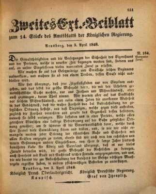 Amtsblatt für den Regierungsbezirk Arnsberg Montag 3. April 1848