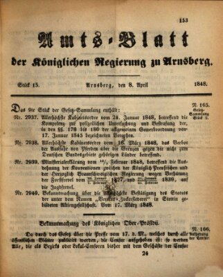 Amtsblatt für den Regierungsbezirk Arnsberg Samstag 8. April 1848