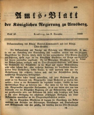 Amtsblatt für den Regierungsbezirk Arnsberg Samstag 9. Dezember 1848