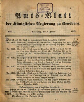 Amtsblatt für den Regierungsbezirk Arnsberg Samstag 6. Januar 1849