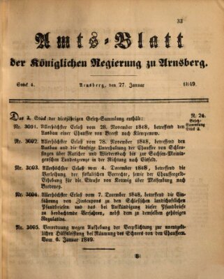 Amtsblatt für den Regierungsbezirk Arnsberg Samstag 27. Januar 1849