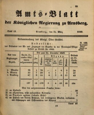 Amtsblatt für den Regierungsbezirk Arnsberg Samstag 31. März 1849