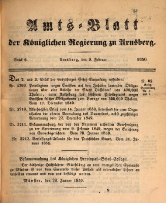 Amtsblatt für den Regierungsbezirk Arnsberg Samstag 9. Februar 1850