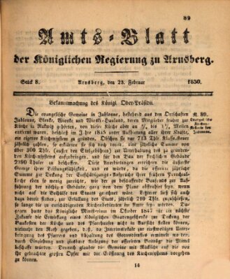 Amtsblatt für den Regierungsbezirk Arnsberg Samstag 23. Februar 1850