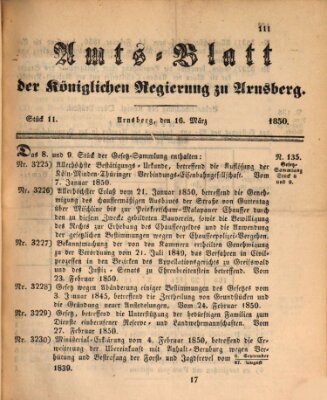 Amtsblatt für den Regierungsbezirk Arnsberg Samstag 16. März 1850