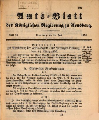 Amtsblatt für den Regierungsbezirk Arnsberg Samstag 15. Juni 1850