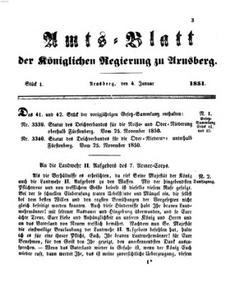 Amtsblatt für den Regierungsbezirk Arnsberg Samstag 4. Januar 1851