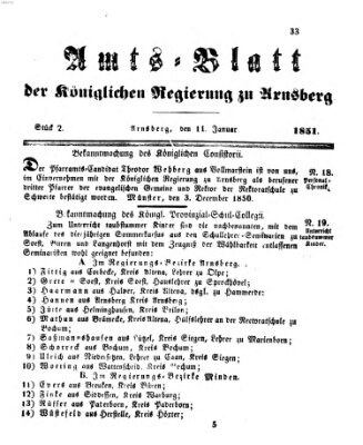 Amtsblatt für den Regierungsbezirk Arnsberg Samstag 11. Januar 1851