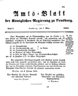 Amtsblatt für den Regierungsbezirk Arnsberg Samstag 1. März 1851