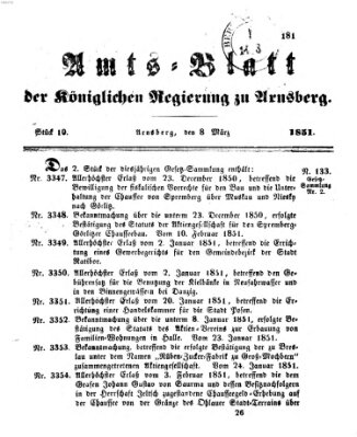 Amtsblatt für den Regierungsbezirk Arnsberg Samstag 8. März 1851