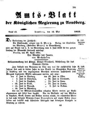 Amtsblatt für den Regierungsbezirk Arnsberg Samstag 10. Mai 1851