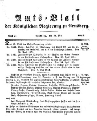 Amtsblatt für den Regierungsbezirk Arnsberg Samstag 24. Mai 1851