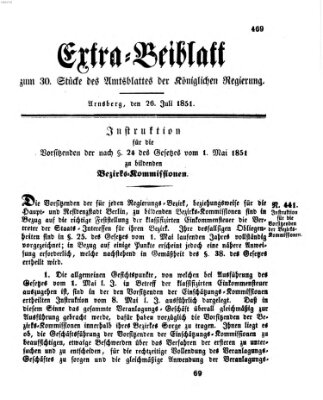 Amtsblatt für den Regierungsbezirk Arnsberg Samstag 26. Juli 1851