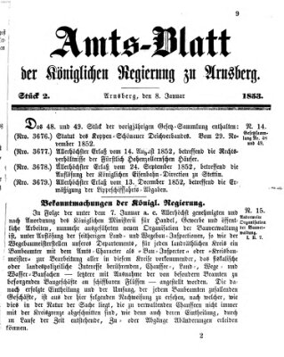 Amtsblatt für den Regierungsbezirk Arnsberg Samstag 8. Januar 1853