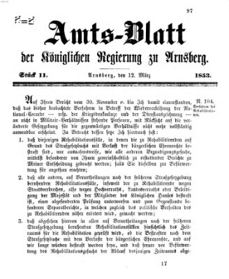 Amtsblatt für den Regierungsbezirk Arnsberg Samstag 12. März 1853