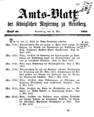 Amtsblatt für den Regierungsbezirk Arnsberg Samstag 14. Mai 1853