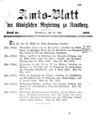 Amtsblatt für den Regierungsbezirk Arnsberg Samstag 18. Juni 1853