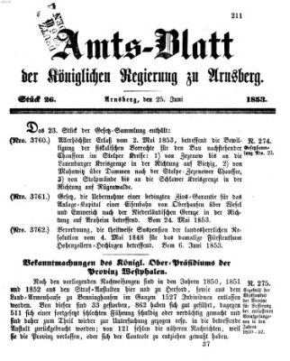 Amtsblatt für den Regierungsbezirk Arnsberg Samstag 25. Juni 1853