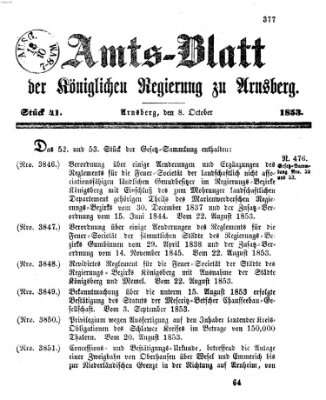 Amtsblatt für den Regierungsbezirk Arnsberg Samstag 8. Oktober 1853